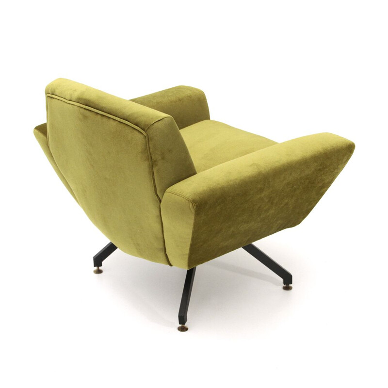 Vintage Italian armchair in acid green velvet