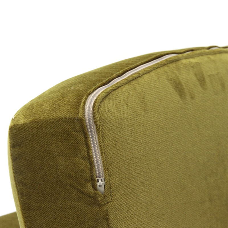 Vintage Italian armchair in acid green velvet