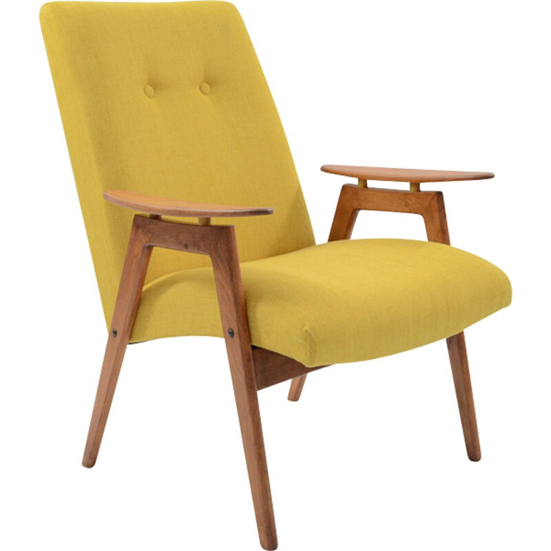 Czechoslovakian yellow amchair in wood