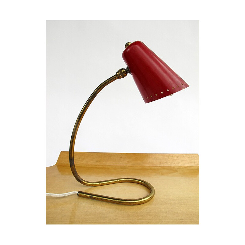 Lampe de bureau vintage en métal et laiton - 1950