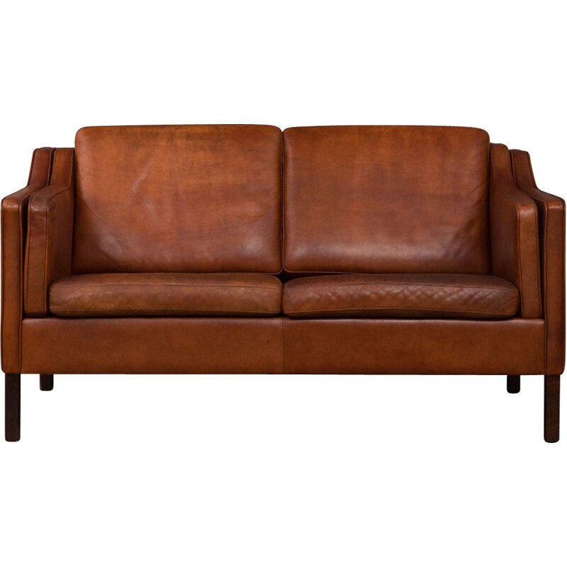 Vintage Danish 2-seater sofa in leather