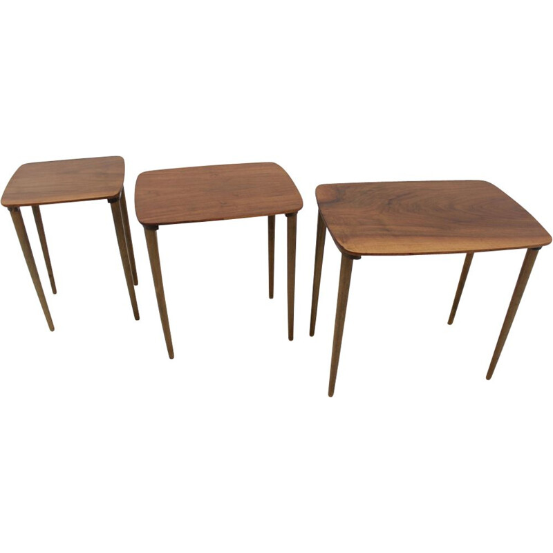 Set of 3 vintage Danish nesting tables in teak