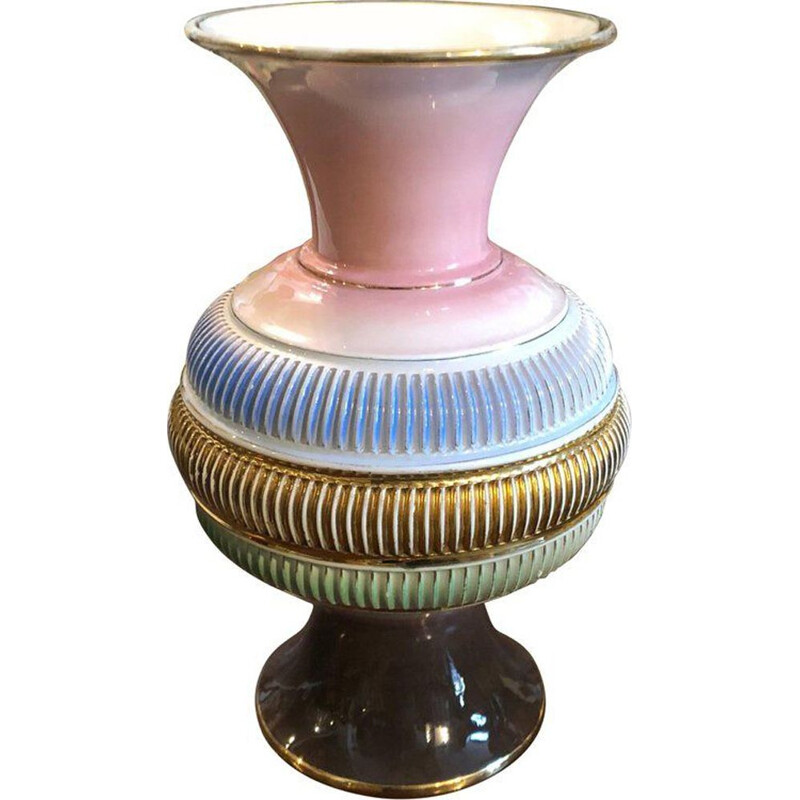Vintage Italian vase in multicolored ceramic by Italo Casini