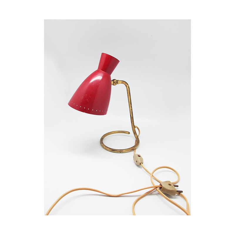 Cocotte lamp in aluminum and brass - 1950s