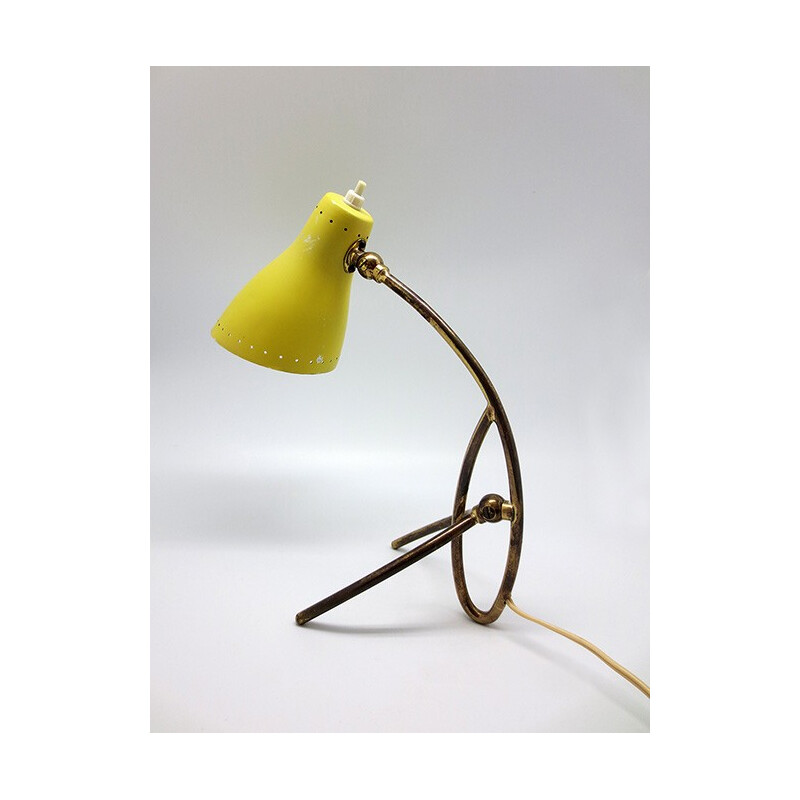 Cocotte lamp in yellow aluminum and brass - 1950s