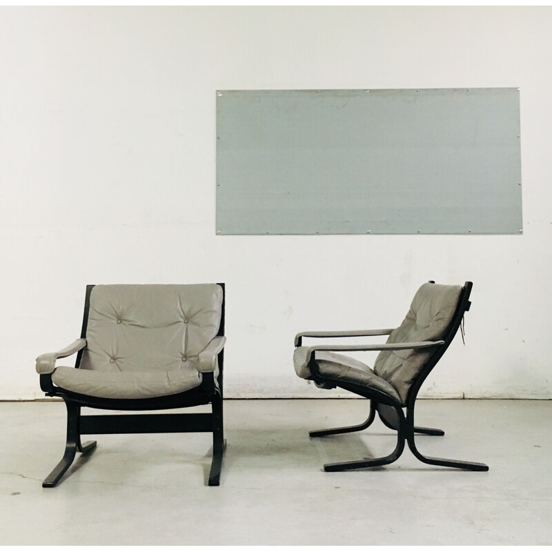 Vintage set of 2 armchairs "Siesta" gray by Ingmar Relling to Westnofa