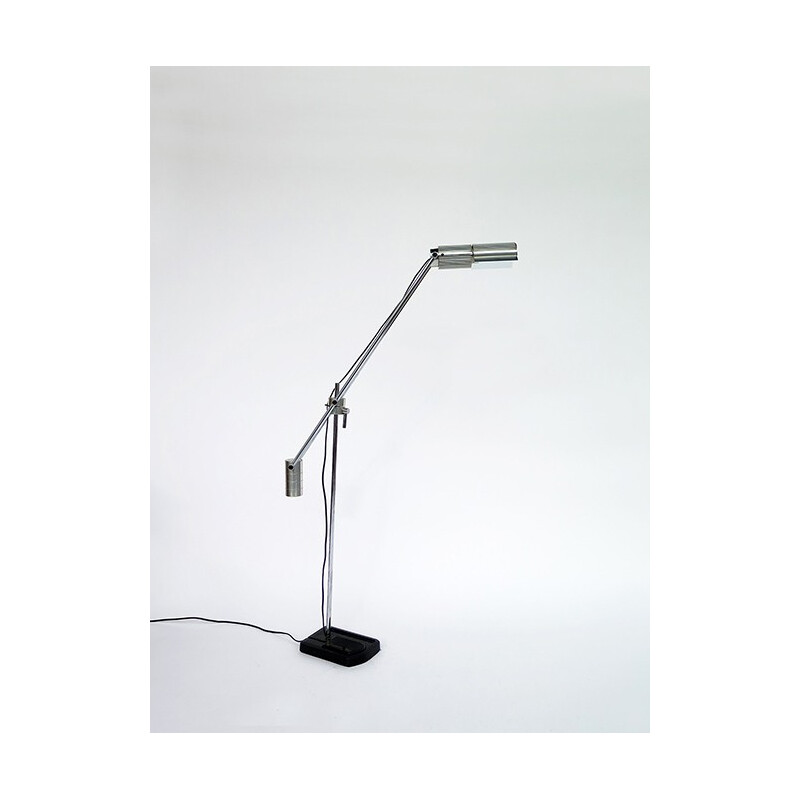 Vintage chrome-plated metal floor lamp, Switzerland 1970