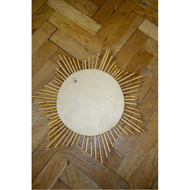 Vintage mirror Sun in rattan