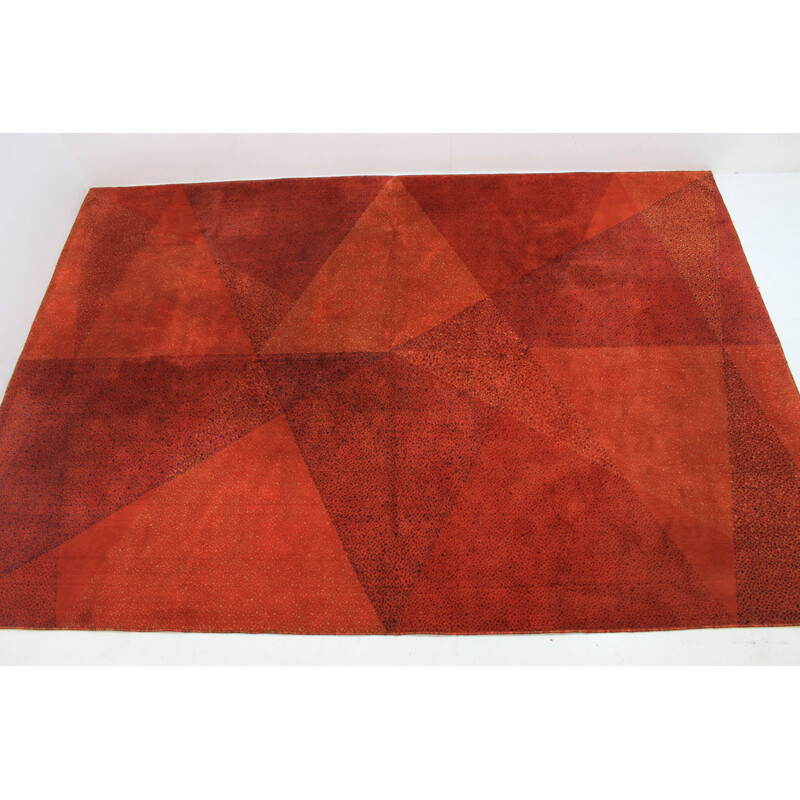 Vintage geometric wool rug, 1970