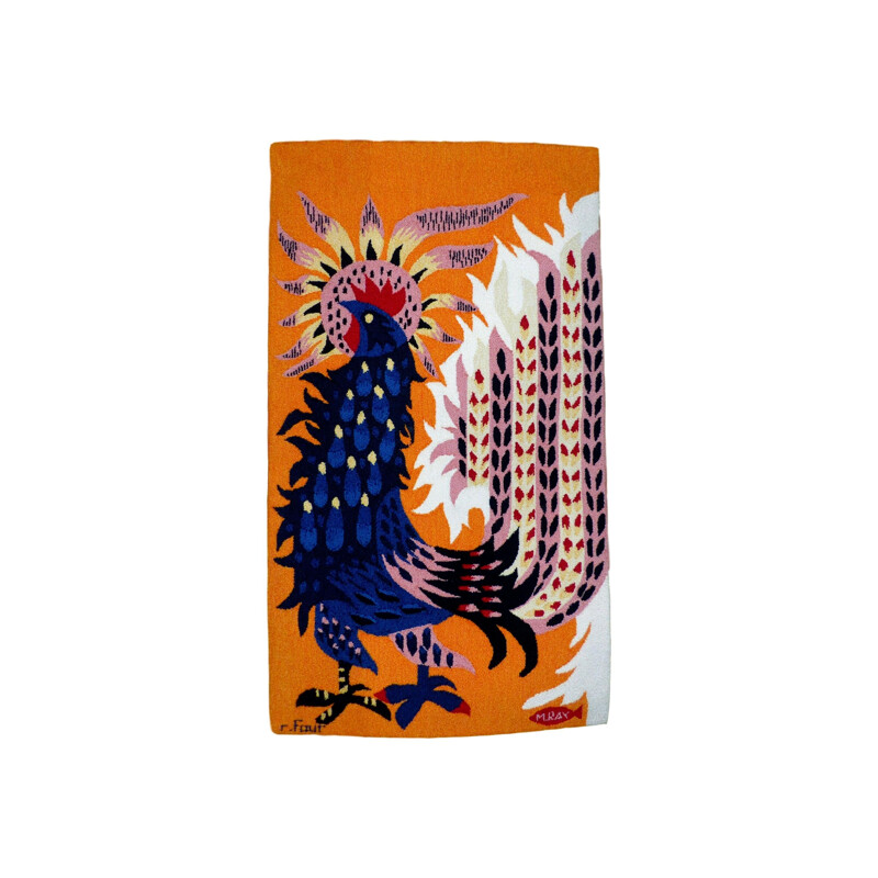 Vintage tapestry Rooster in wool by Michelle Ray