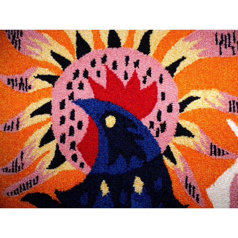 Vintage tapestry Rooster in wool by Michelle Ray