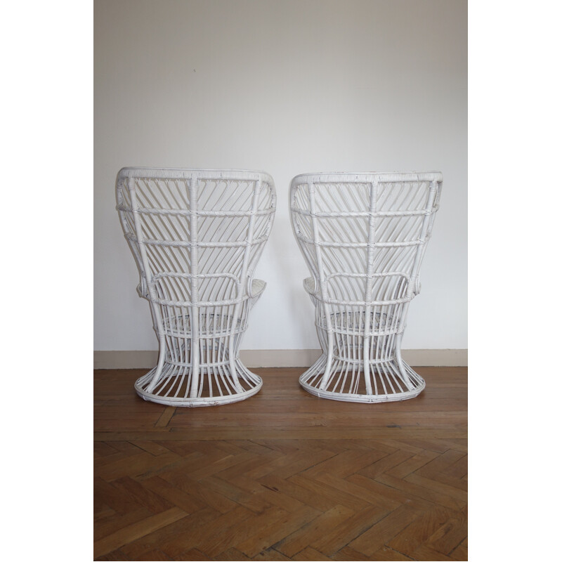 Set of 2 vintage armchairs in rattan 1950s