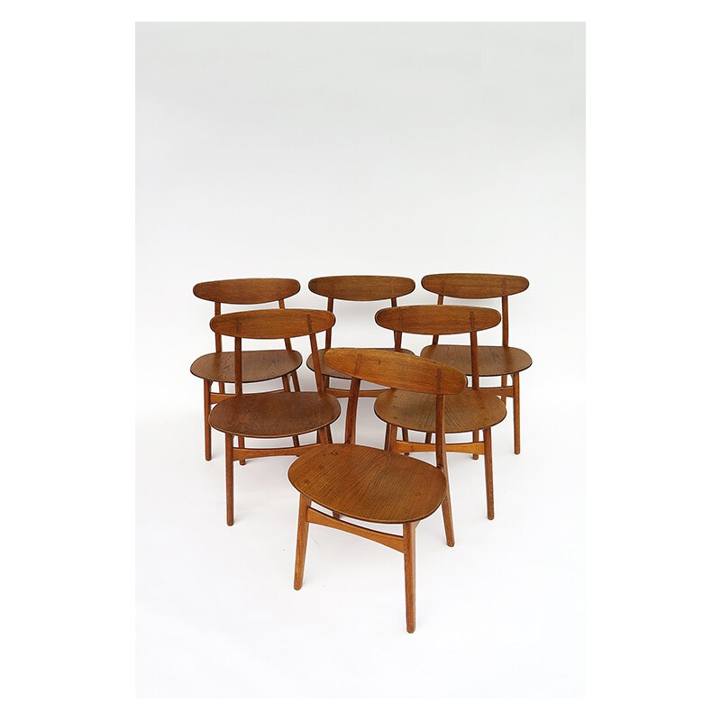 Set of 6 CH-030 dining chairs in wood, Hans WEGNER - 1960s