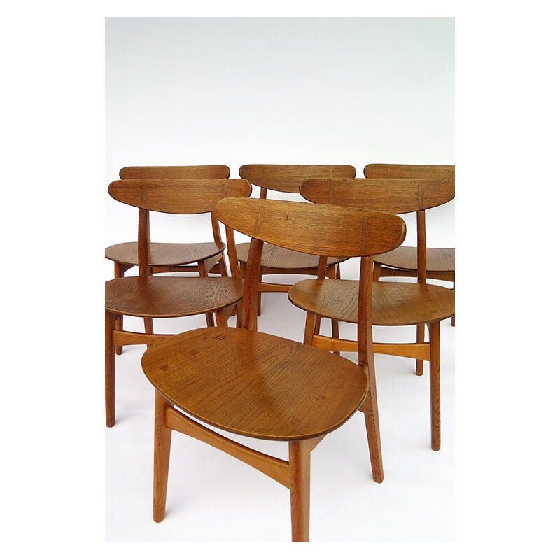 Set of 6 CH-030 dining chairs in wood, Hans WEGNER - 1960s