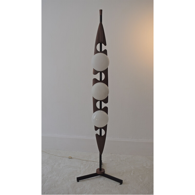 Vintage teak floor lamp by Goffredo Reggiani