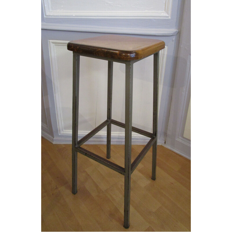 Set of 4 vintage bar stools in metal