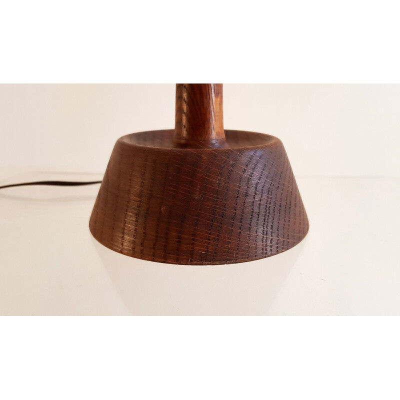 Vintage oak table lamp by Uno and Östen Kristiansson for Luxus, Sweden 1950