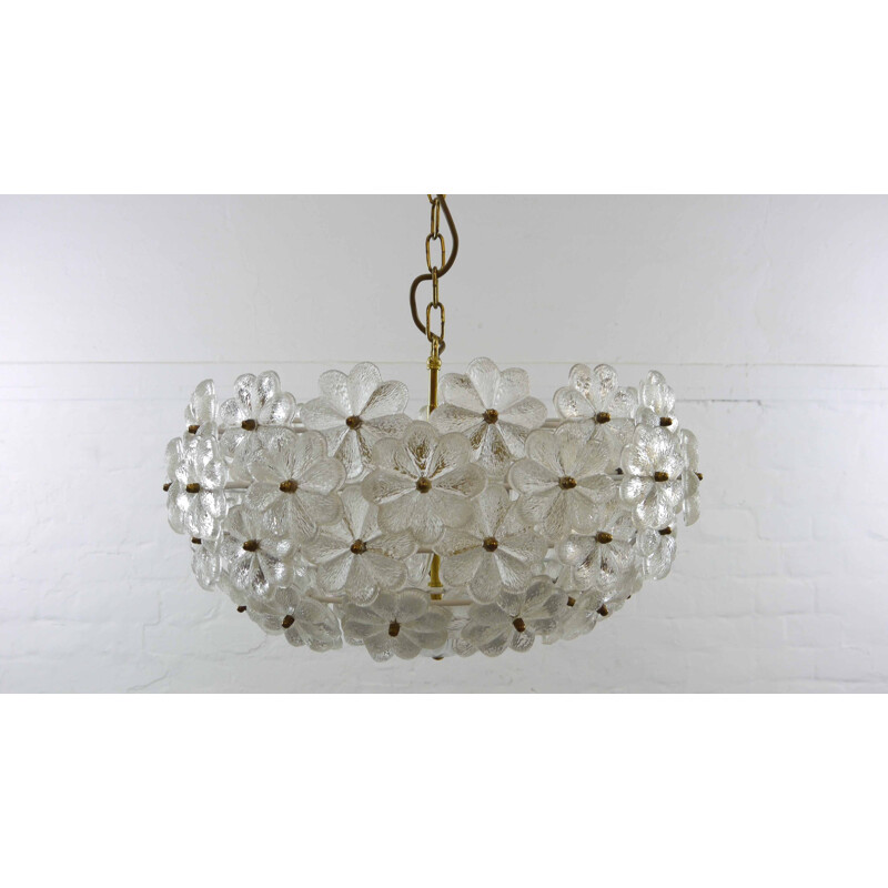 Vintage floral glassflower chandelier by Ernst Palme