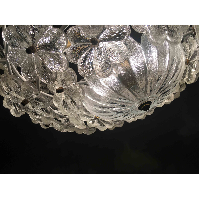 Vintage floral glassflower chandelier by Ernst Palme