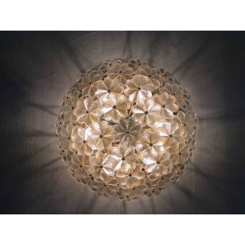 Vintage floral glassflower lamp sconce by Ernst Palme