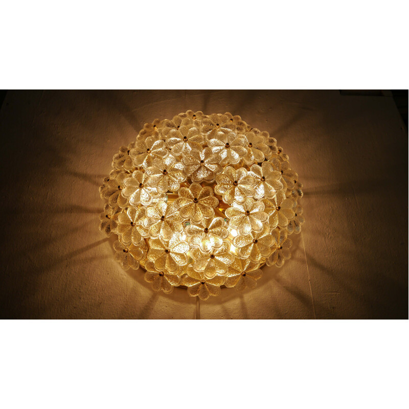 Vintage floral glassflower lamp sconce by Ernst Palme