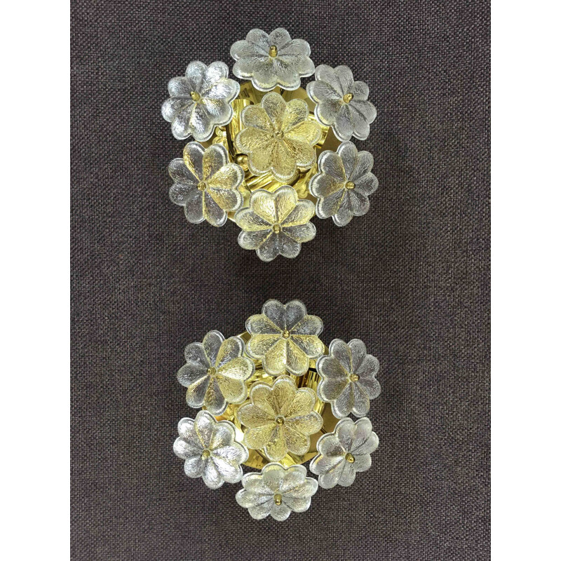 Vintage set of 2 floral sconces lamps by Ernst Palme