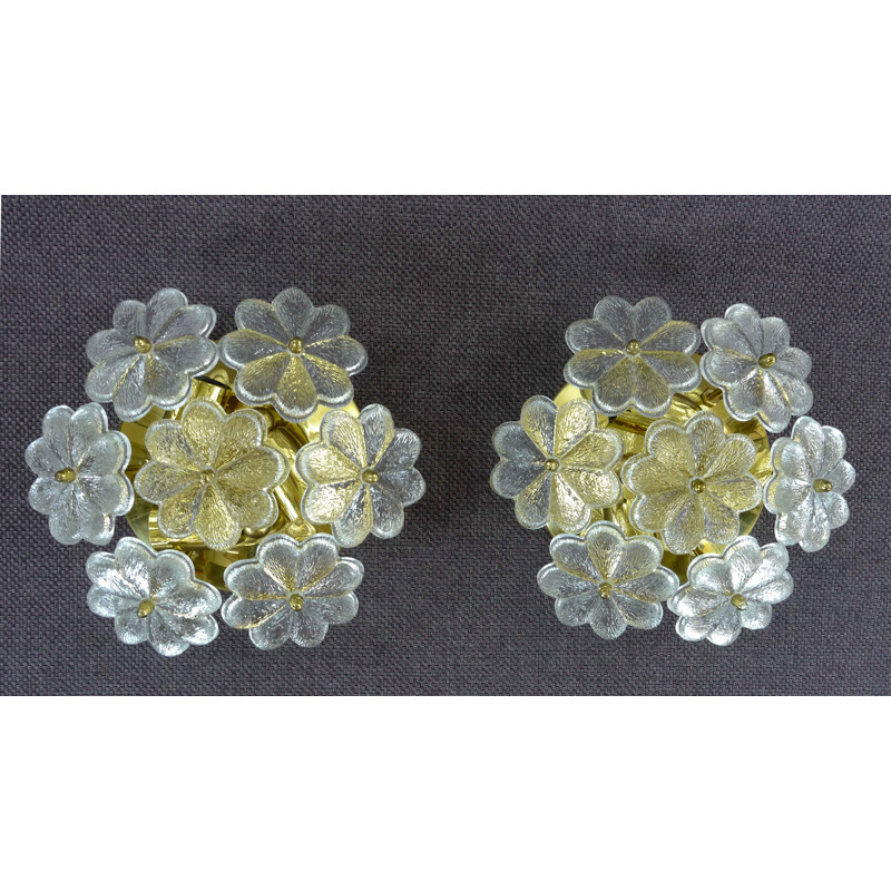 Vintage set of 2 floral sconces lamps by Ernst Palme