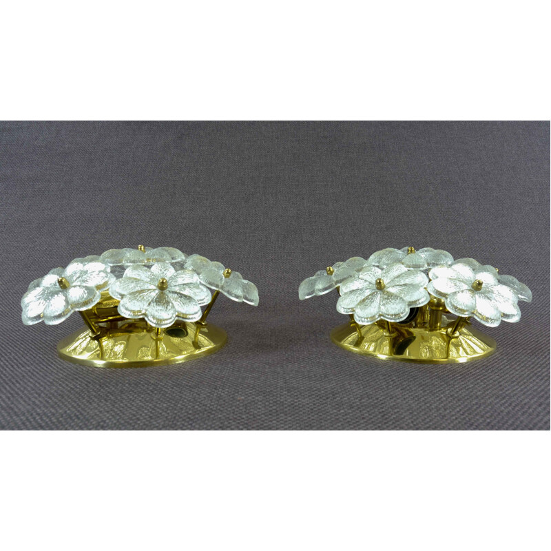 Vintage set of 2 floral sconces lamps by Ernst Palme