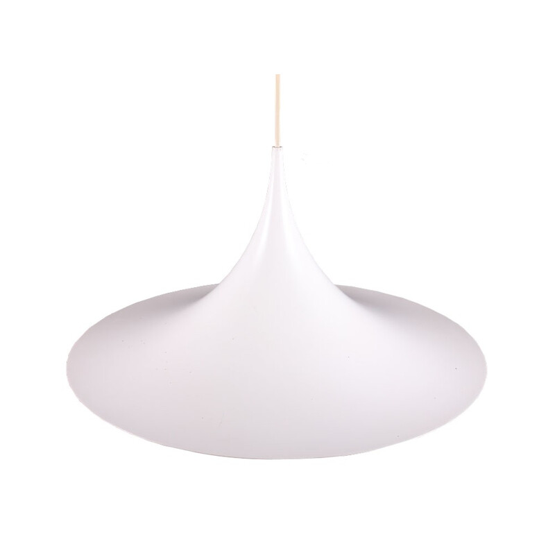 Semi pendent lamp in matt white enameled metal, Claus BONDERUP & Torsten THORUP - 1960s