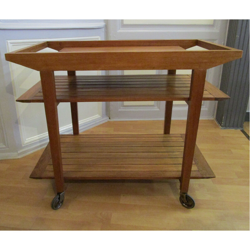 Vintage trolley with solid teak slats 