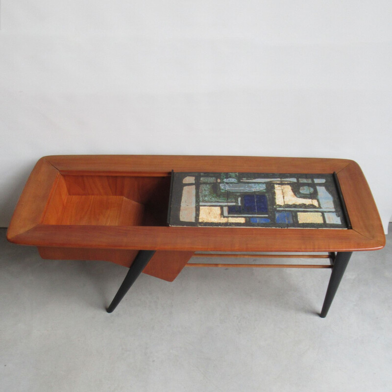 vintage coffee table with bar by Alfred Hendrickx to Belform