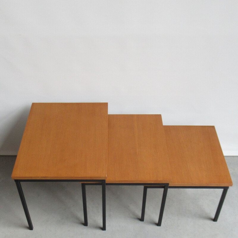 Vintage set of 3 table trundle Florence by Pierre Guariche for Meurop