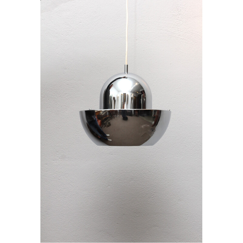 Vintage hanging lamp in stainless steel - 1970s