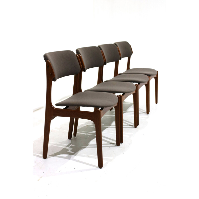 Vintage set of 4 dining chairs in teak by Erik Buch for Oddense Maskinsnedkeri AS