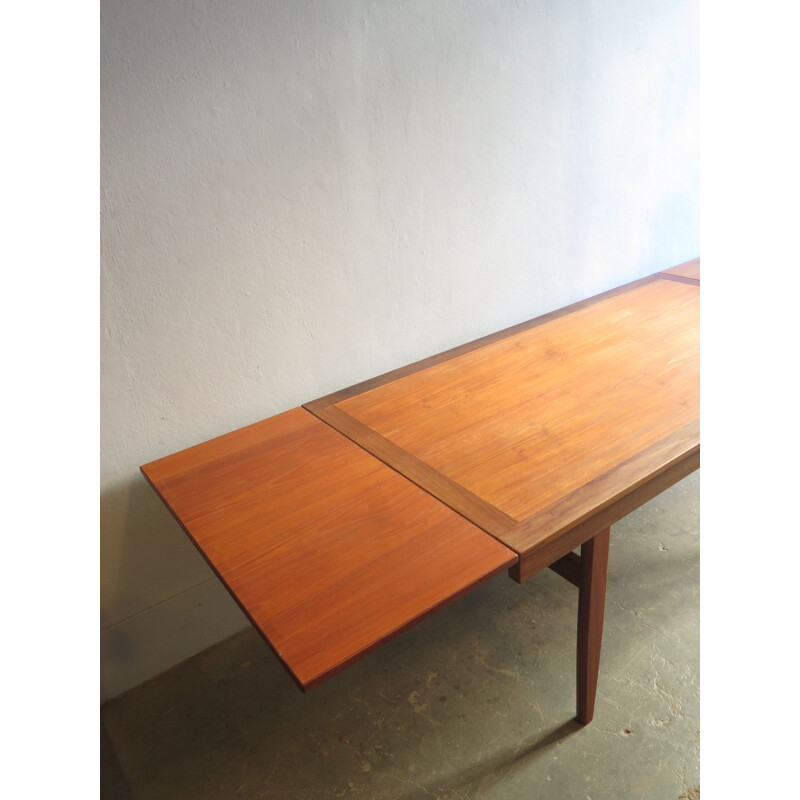 Vintage desk in teak with swivel drawers and two extensions