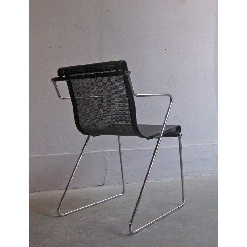 Chaise de bureau vintage en métal noir et chrome pour Techo