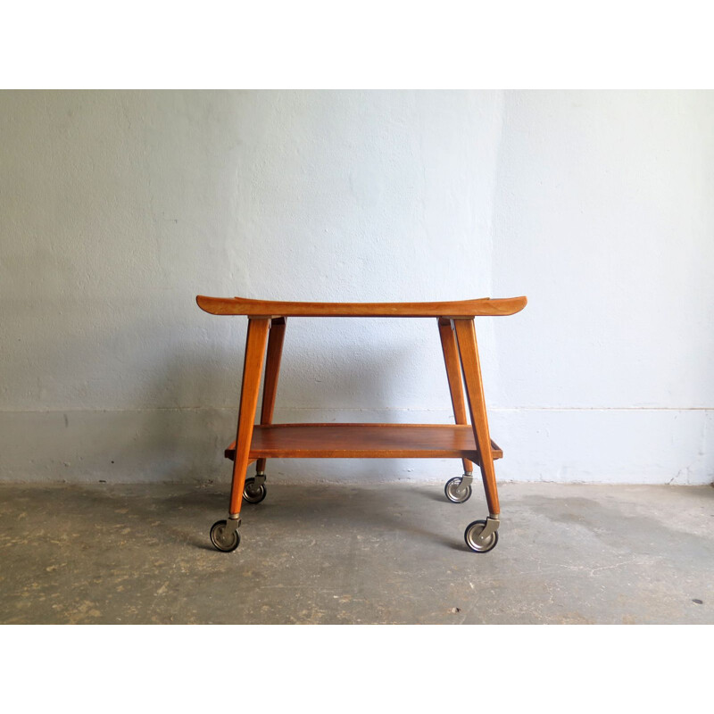 Vintage tea trolley in birch with tilled top