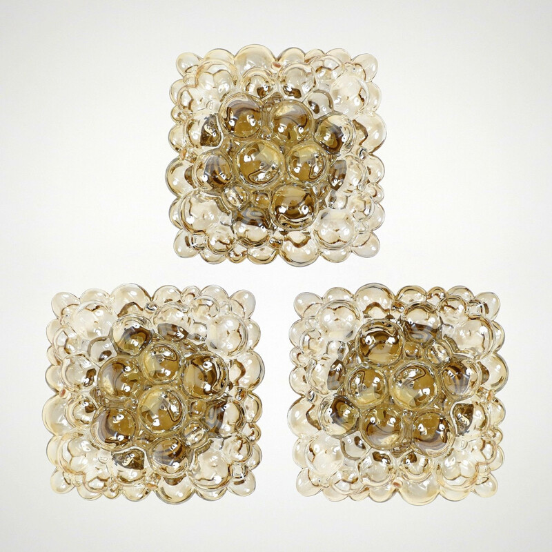 Vintage set of 3 bubble glass wall lights by Helena Tynell for Limburg