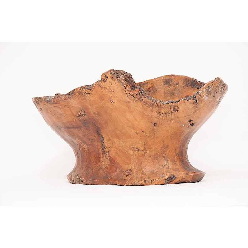 Vintage French bowl in olive wood
