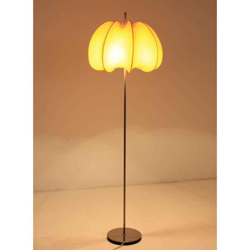 Vintage German yellow floor lamp in metal