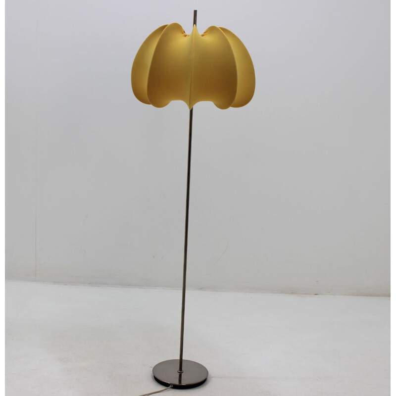 Vintage German yellow floor lamp in metal
