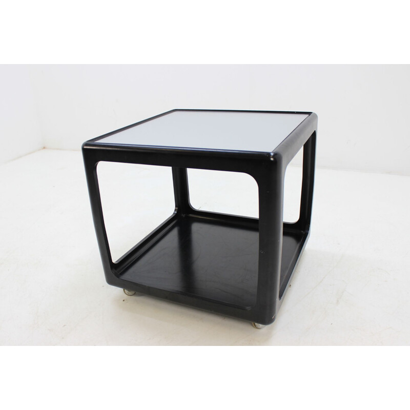 Vintage side table on wheels in fibreglass by Peter Gzyczy