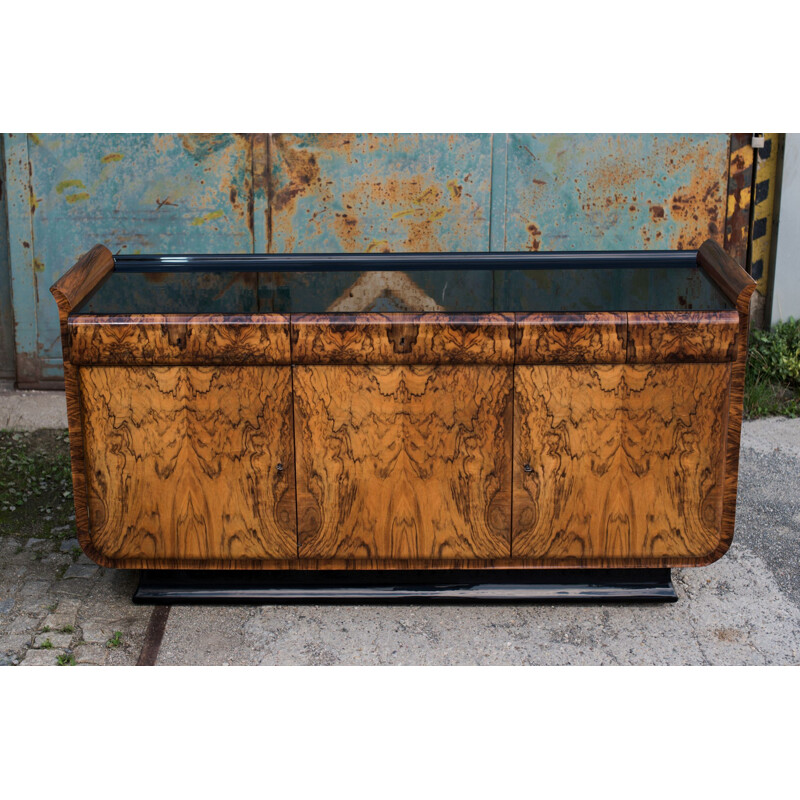 Vintage sideboard "Tulipan" in walnut by Jindrich Halabala