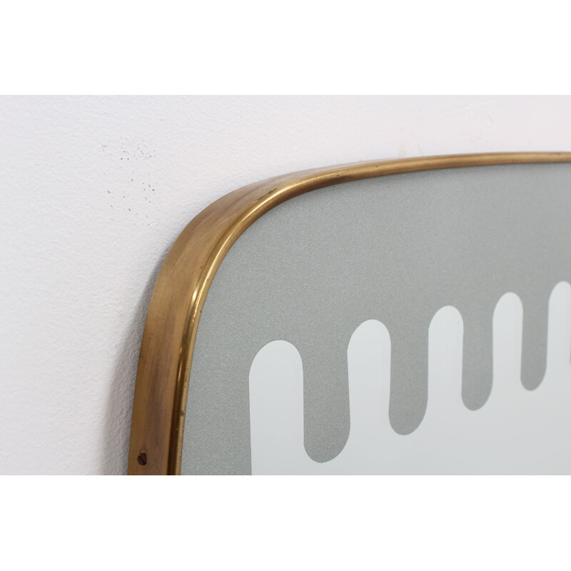 Vintage brass frosted mirror by Ettore Sottsass