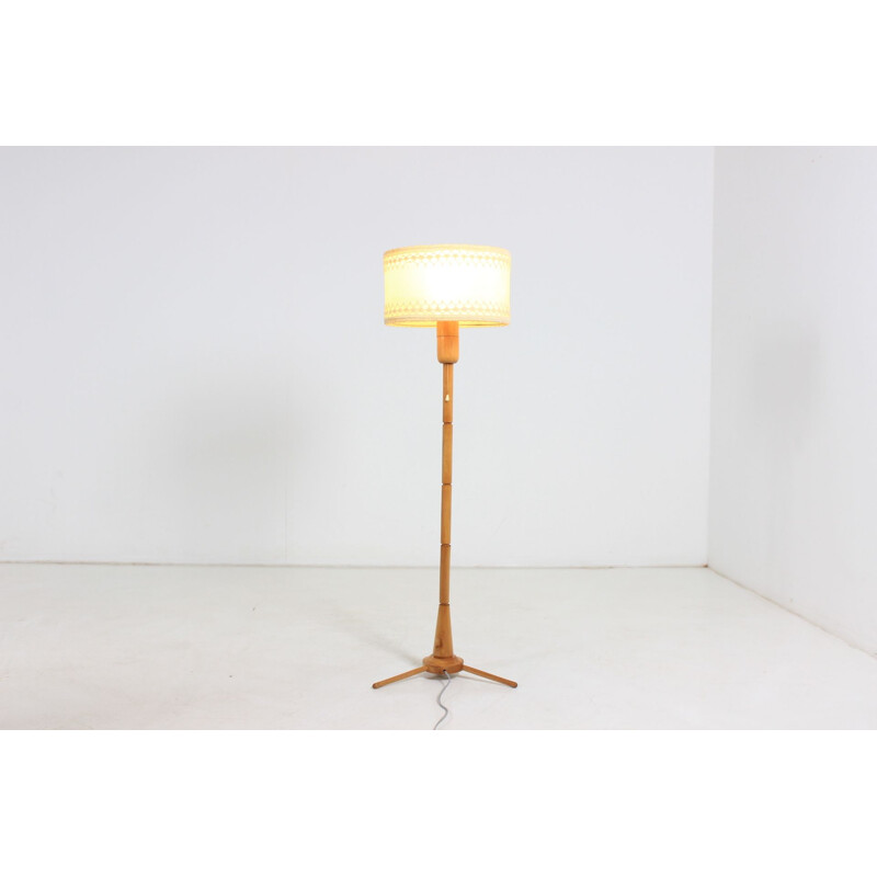 Vintage retro floor lamp with fabric lampshade