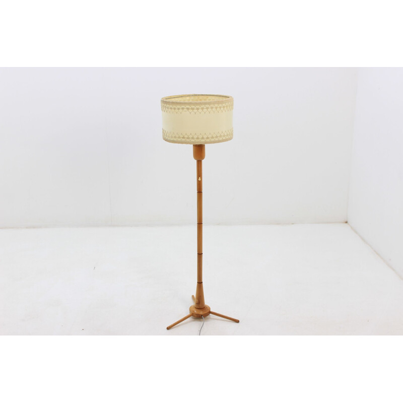 Vintage retro floor lamp with fabric lampshade