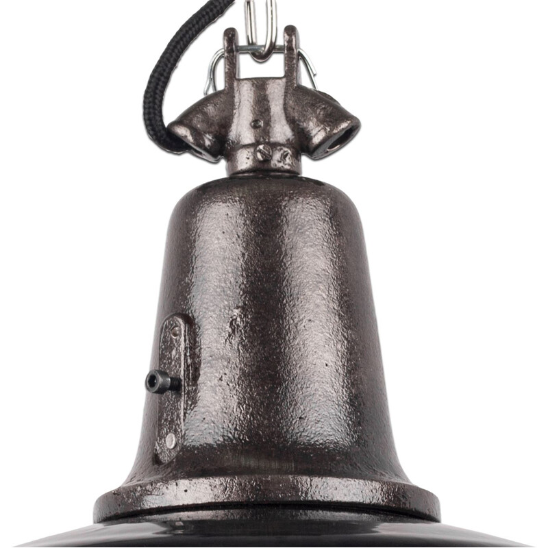 Vintage industrial pendant lamp in black cast iron