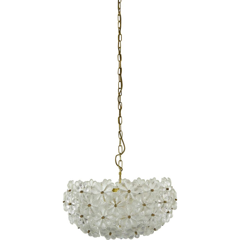 Vintage floral glassflower chandelier by Ernst Palme