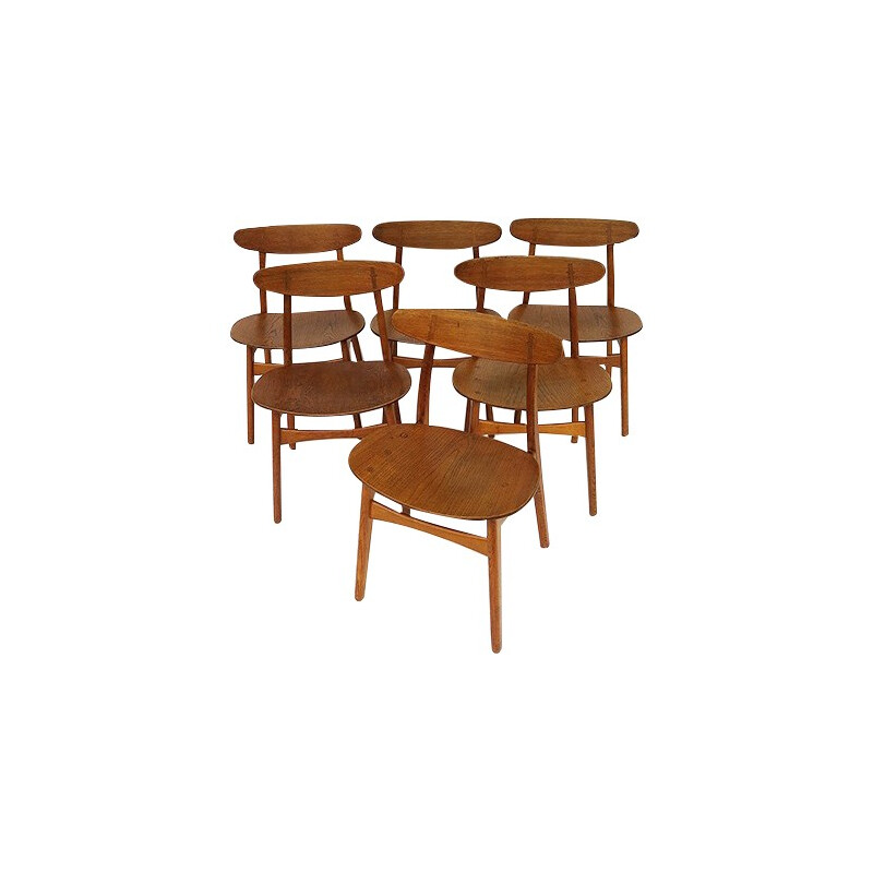 Set of 6 CH-030 dining chairs in wood, Hans WEGNER - 1960s