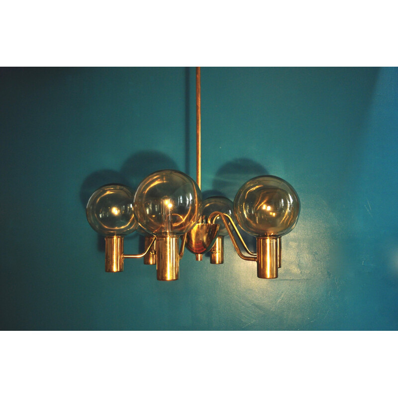 Vintage T372 chandelier in brass b Hans Agne Jakobsson